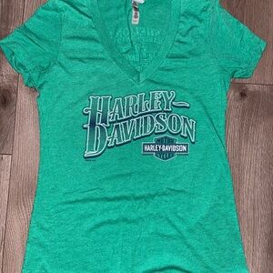 Harley-Davidson Green Graphic Fitted Short Sleeve Tee